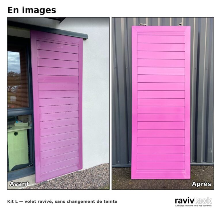 Avant/après Ravivlack - volet ravivé sans changement de teinte
